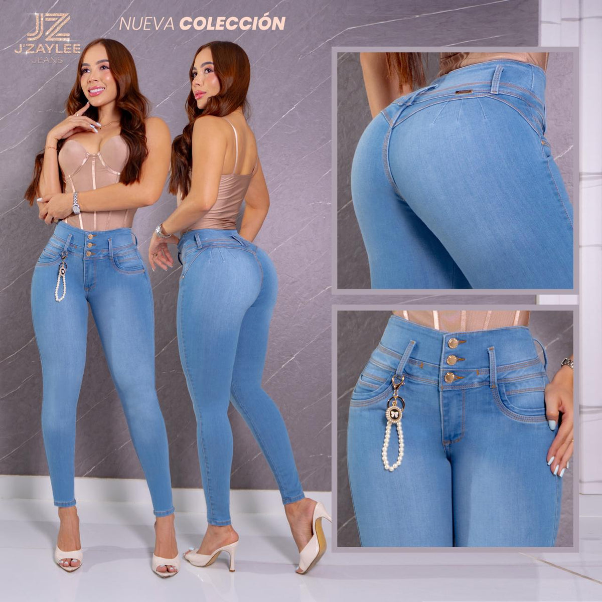 JEANS 3 BOTONES REF: 1001 CLARO
