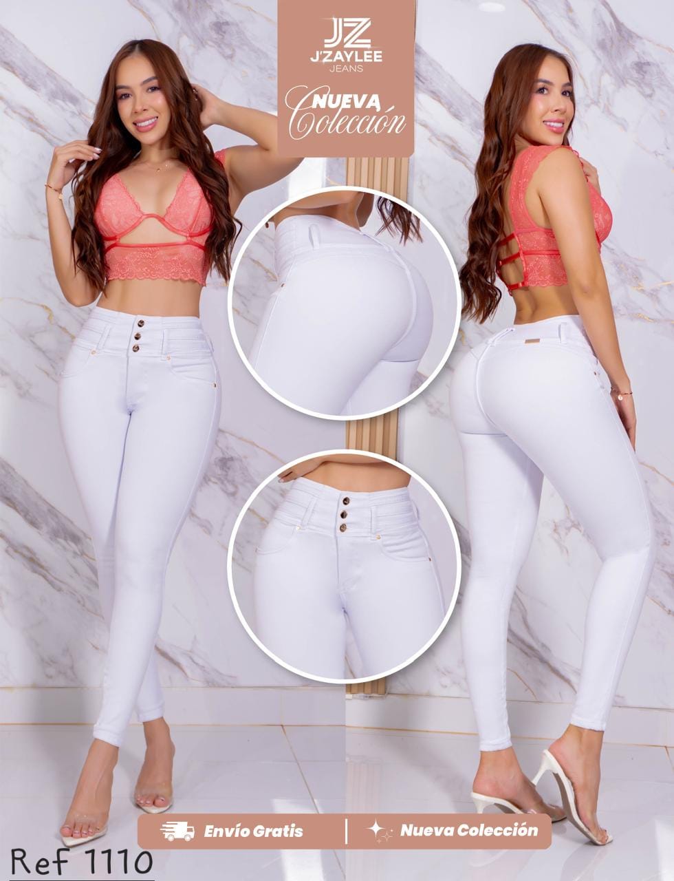 JEANS 3 BOTONES REF: 1110 BLANCO