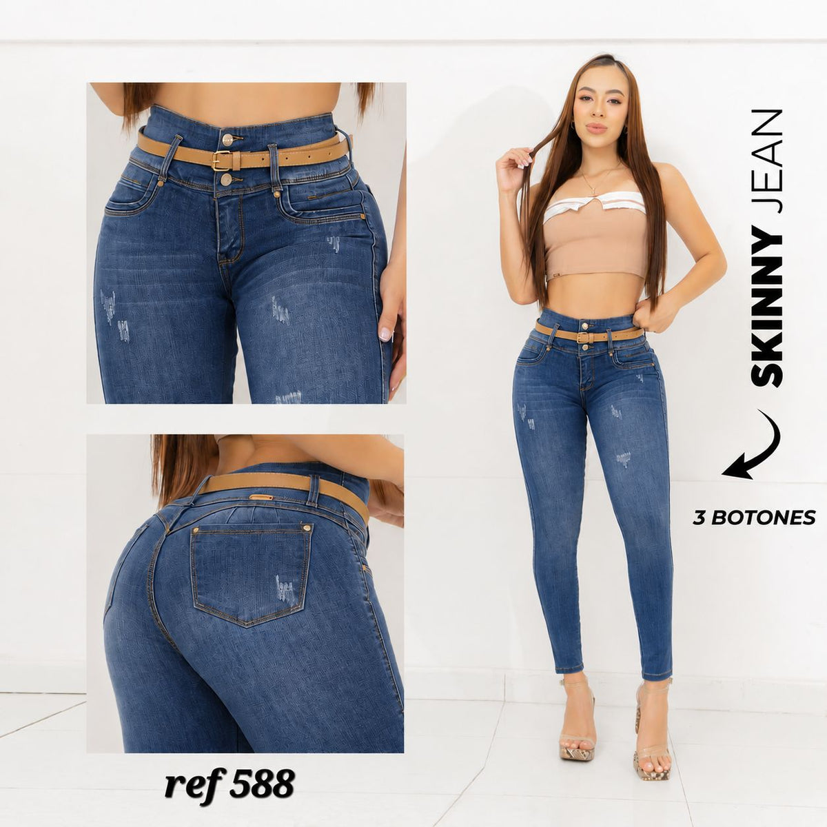 JEANS 3 BOTONES REF: 588 MEDIO