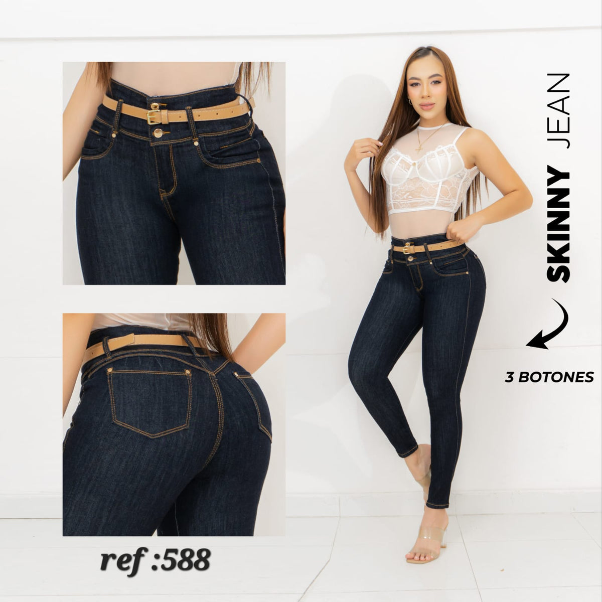 JEANS 3 BOTONES REF: 588 OSCURO