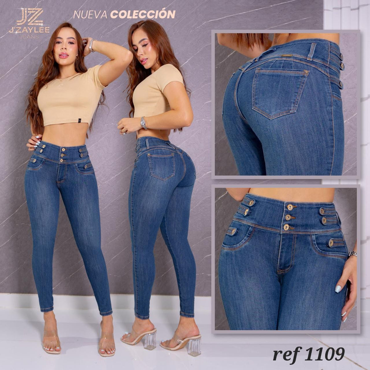 JEANS 3 BOTONES REF: 1109 CLARO