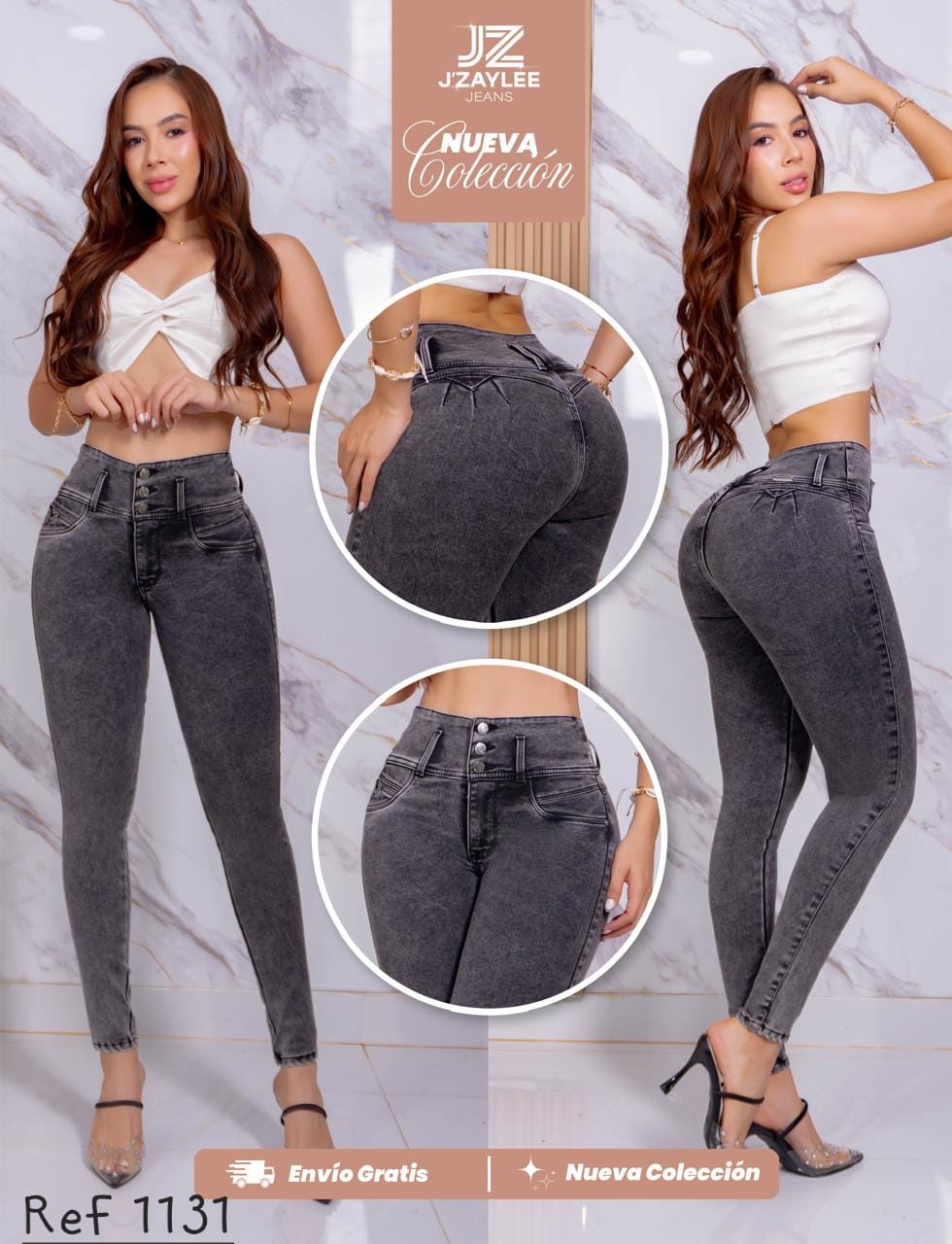 JEANS 3 BOTONES REF: 1131 GRIS OSCURO