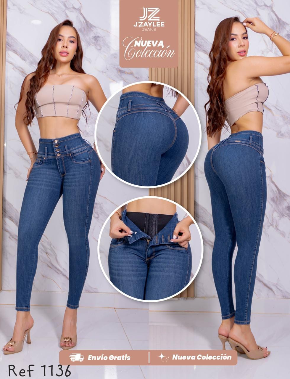 JEANS 3 BOTONES CON  FAJA INTERNA REF:1136