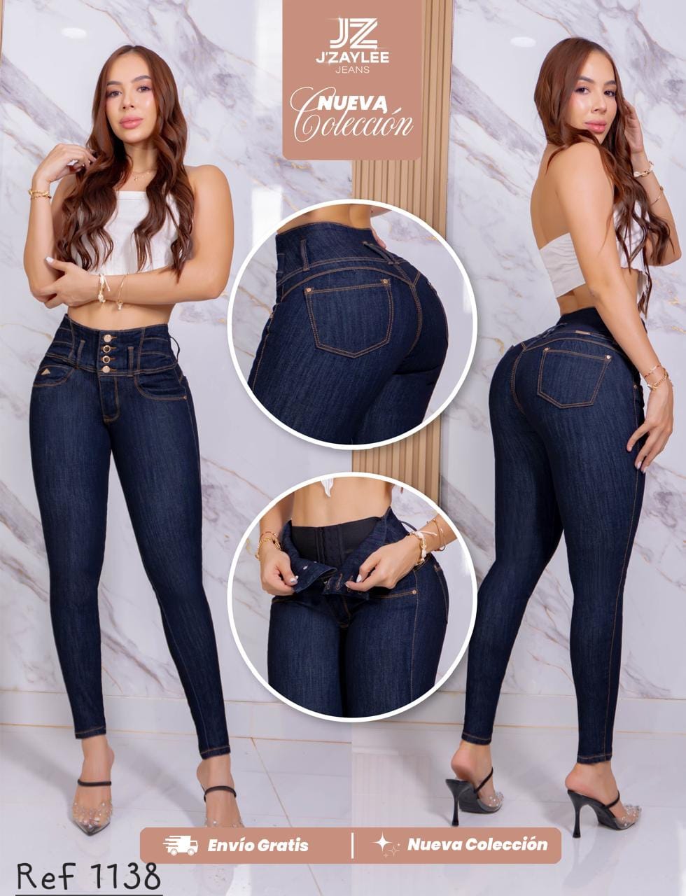 JEANS 3 BOTONES CON  FAJA INTERNA REF:1138