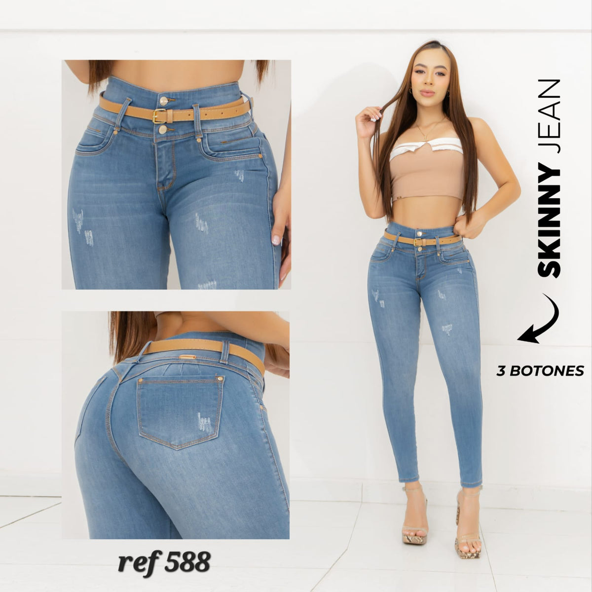 JEANS 3 BOTONES REF: 588 CLARO