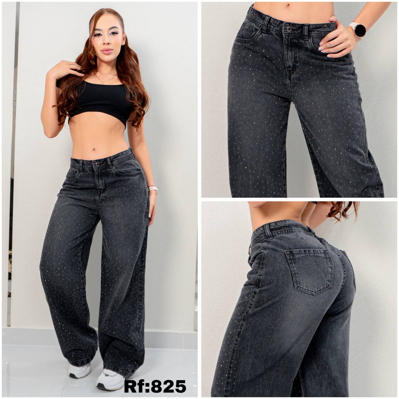 JEANS PALAZZO CON BRILLOS RF:825