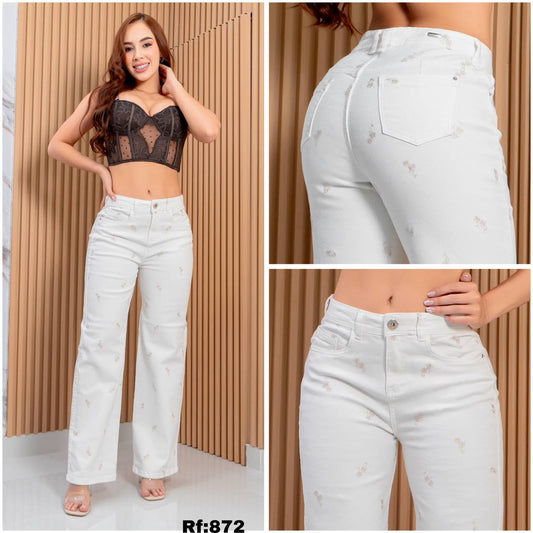 JEANS PALAZZO BLANCO ESTAMPADO RF:872