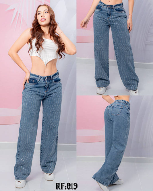 JEANS PALAZZO CON PEDRERIA RF:819