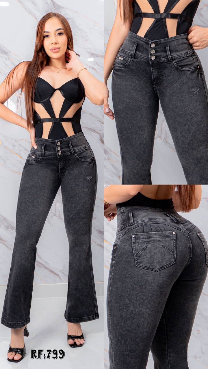 JEANS BOTA CAMPANA TONO HUMO  RF:799