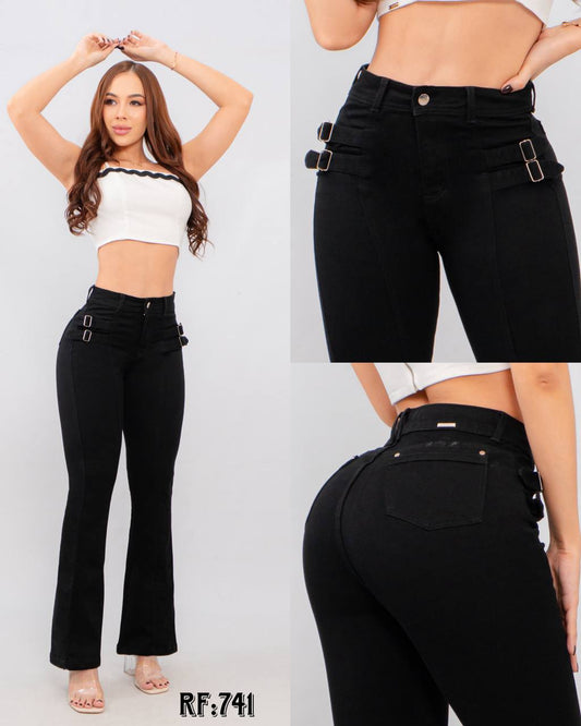 JEANS BOTA CAMPANA NEGRO RF:741